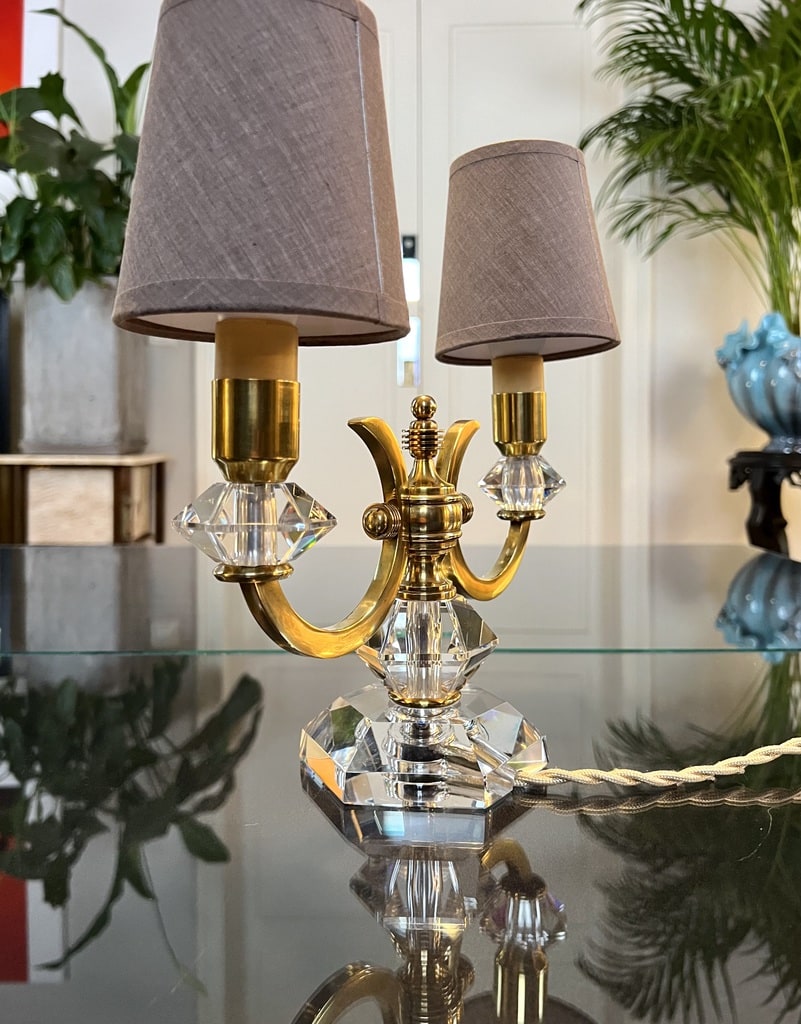 lampe-de-table-epoque-art-deco-en-cristal-et-laiton-abat-jours-textile-luminaire-ancien-brocante-vintage-antiquites