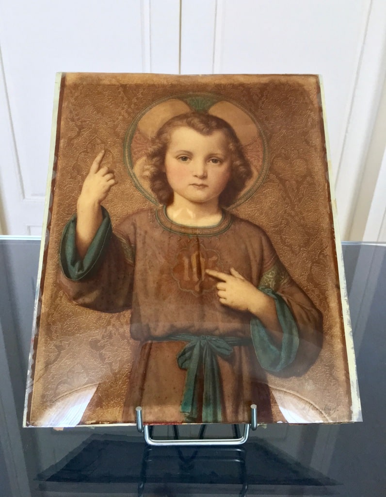 peinture religieuse fixe sous verre 19 siecle brocante antiquites