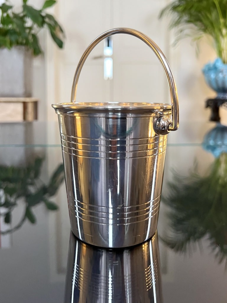 Seau à Glace Saint-Médard 2 Anses – Métal Argenté, Hauteur 23,5 Cm, De Table, Bel état