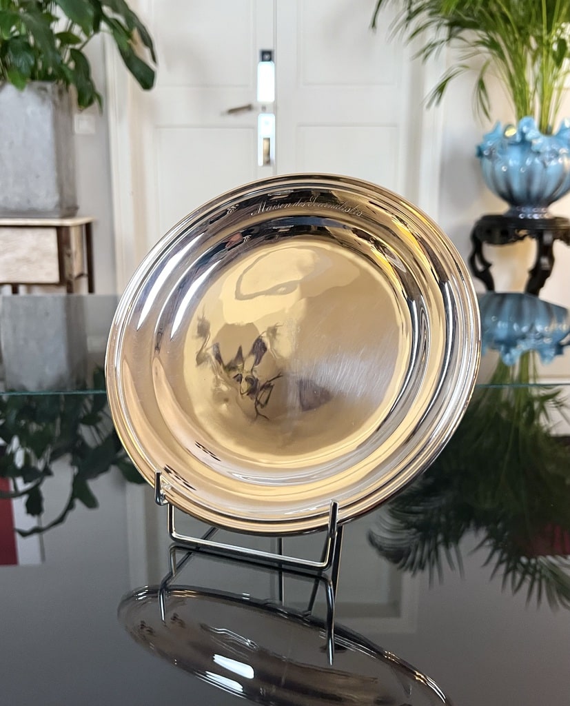 assiette-de-service-en-metal-argente-poincon-ercuis-art-de-la-table-dessert-mignardises-brocante-antiquites
