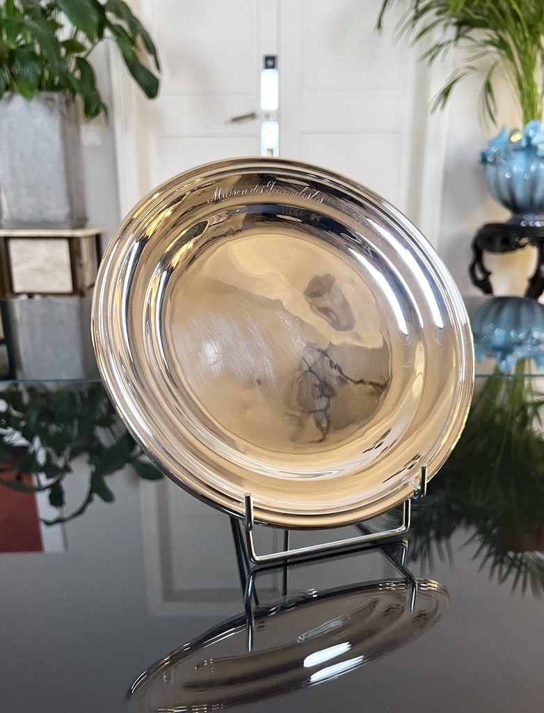 plat-de-service-metal-argente-assiette-dessert-orfevre-ercuis-vaisselle-ancienne-art-de-la-table-brocante-antiquites