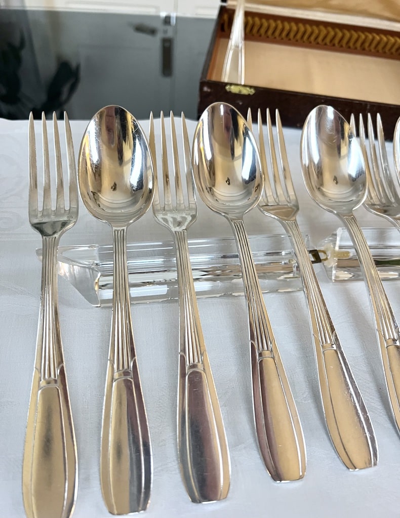 menagere-art-deco-metal-alfenide-fourchette-cuillere-a-potage-vaisselle-ancienne-art-deco-brocante-vintage