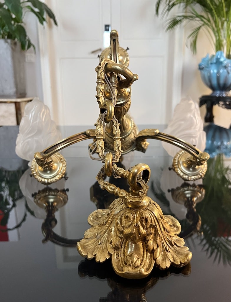 lustre-bronze-chaine-luminaire-suspension-fin-19e-siecle-antiquites-brocante