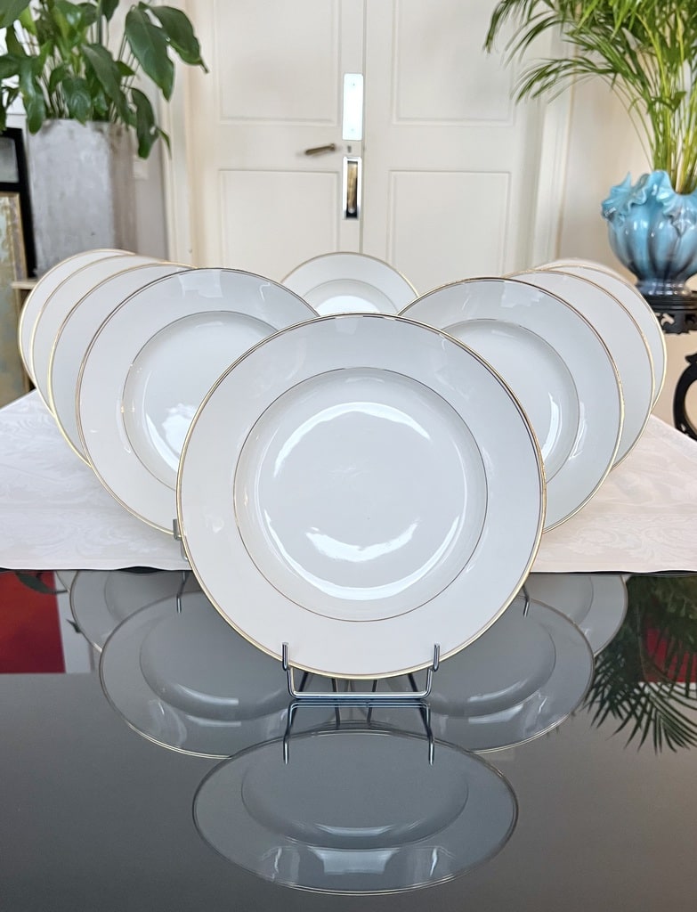 service-assiettes-a-potagle-porcelaine-de-limoges-blanc-filets-or-fin-vaisselle-ancienne-brocante-antiquites