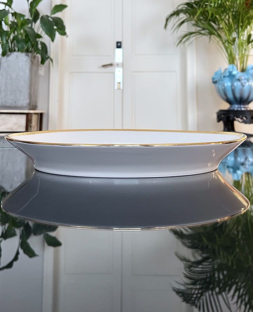 plat-de-service-ancien-format-ovale-porcelaine-francaise-blanc-filet-or-art-de-la-table-vintage-brocante-antiquaire