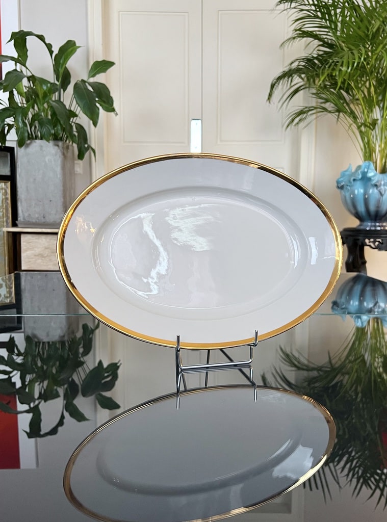 plat-de-service-ovale-porcelaine-pillivuyt-decor-filet-or-vaisselle-ancienne-brocante-antiquaire