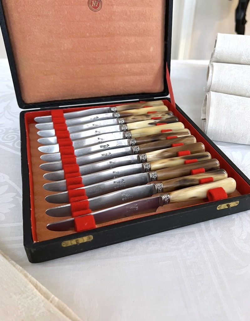 coffret-de-couverts-anciens-couteaux-entremets-corne-et-metal-argente-brocante-antiquites