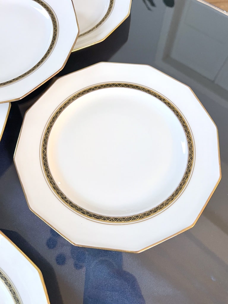 assiettes-a-dessert-service-ancien-style-art-deco-1930-blanc-or-art-de-la-table-20e-siecle-brocante-vintage-antiquaire