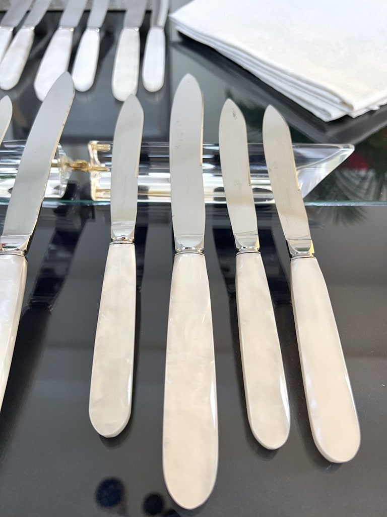 COFFRET 12 COUTEAUX De Table Manche Bakélite Lame ST Acier Deco Table EUR 59,90 - FR