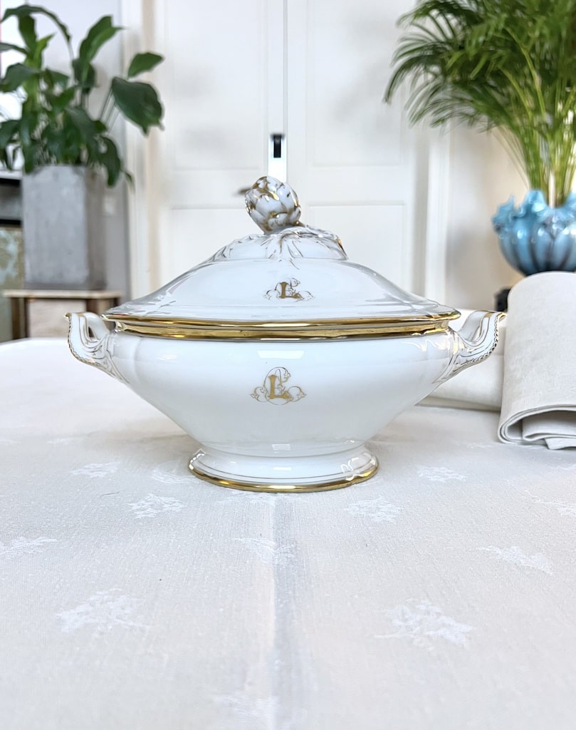 legumier-soupiere-jean-pouyat-porcelaine-limoges-monogrammes-or-fin-fretel-artichaut-vaisselle-ancienne-service-de-table-brocante-antiquaire