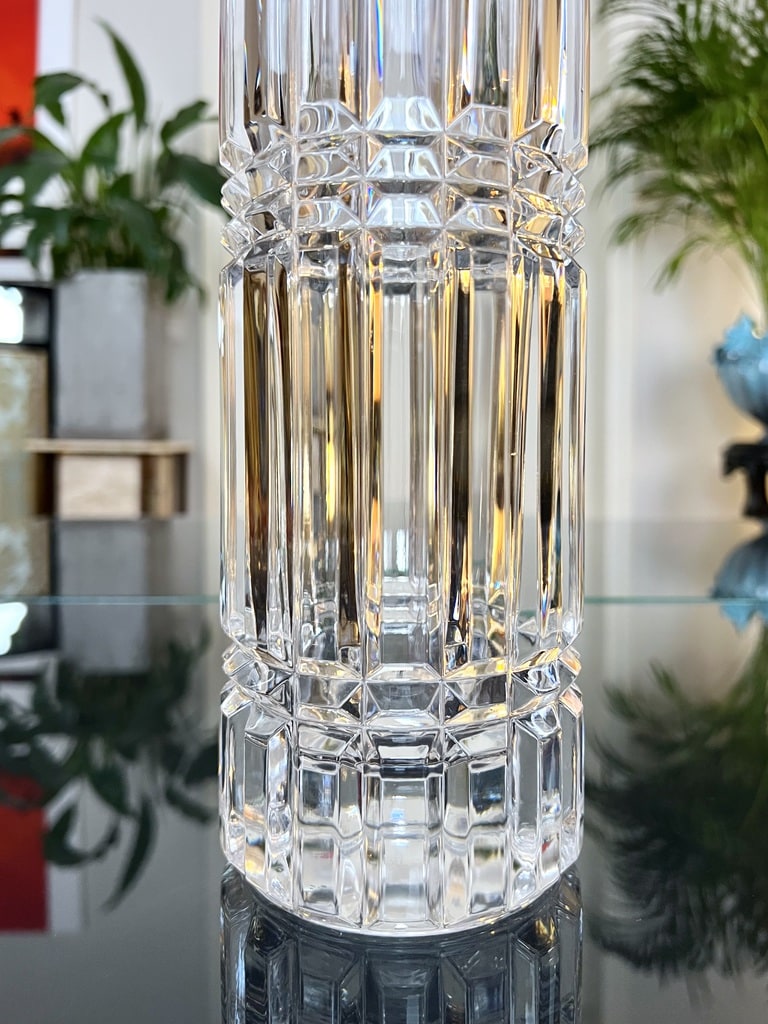 vase-en-cristal-20e-siecle-style-vintage-moderne-format-tube-cylindre-brocante-decoration-antiquites