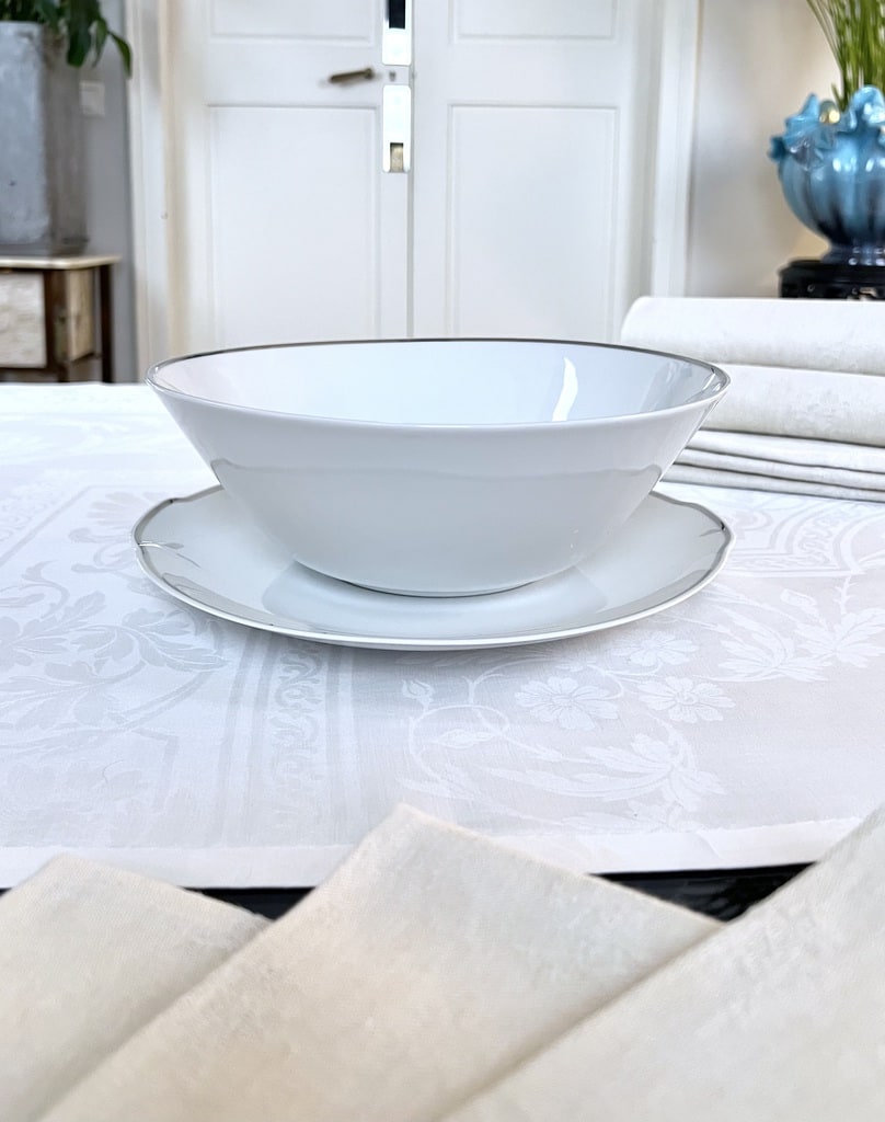 saladier-et-plat-a-gateau-porcelaine-blanche-serivce-de-table-vintage-1970-filet-argent-brocante-art-de-la-table-vaisselle-ancienne