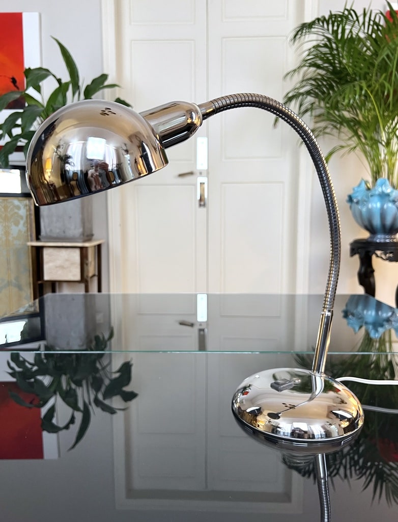 lampe-style-jumo-metal-chrome-vintage-1970-bureau-atelier-bras-articule-orientable-brocante-luminaires-anciens