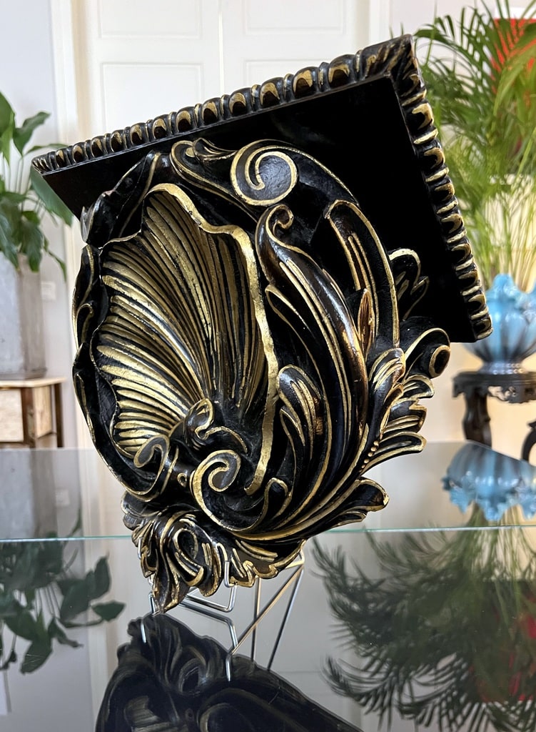 console-d-etagere-style-baroque-napoleon-3-bois-sculpté-noir-dore-decoration-murale-antiquaire-brocante