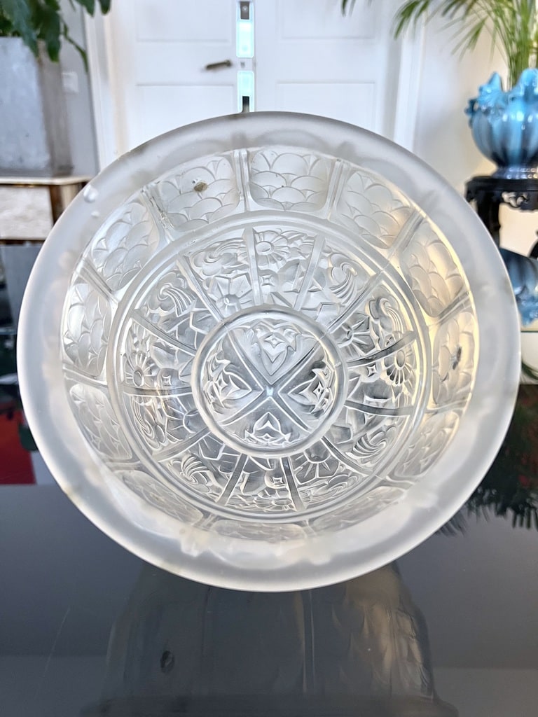 Plafonnier Vintage En Verre Dépoli Motifs Floraux – Luminaire Déco Occasion