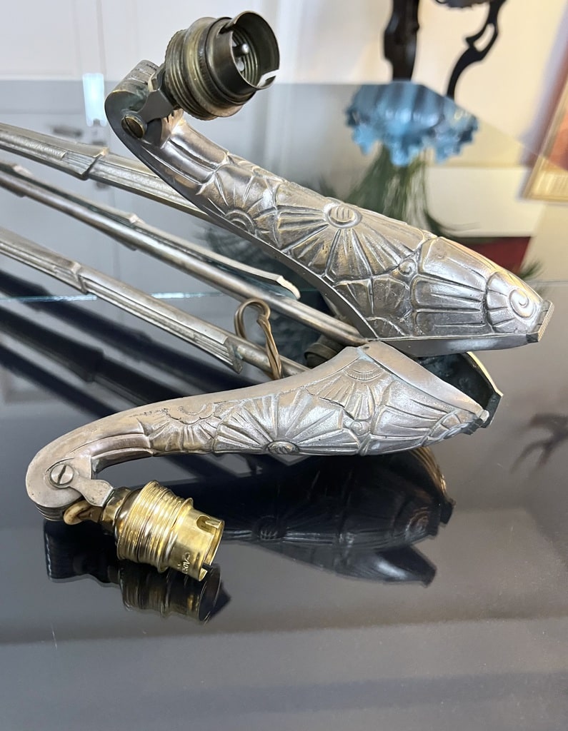 lustre-art-deco-bronze-nickele-monture-luminaire-ancien-style-moderne-1930-brocante-20e-siecle-antiquites