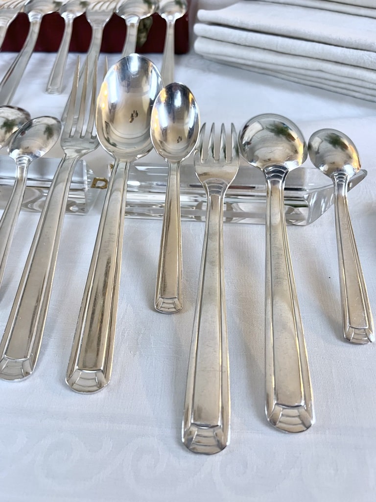 Couverts Art Déco Métal Argenté - 12 Fourchettes + 12 Cuillères - Potfer France