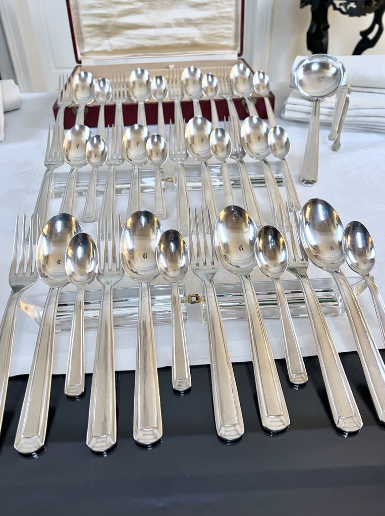 12 fourchettes à gateaux métal argenté style art deco orfèvre Le couvert Français Lcf French silver-plated pastry cake forks - France