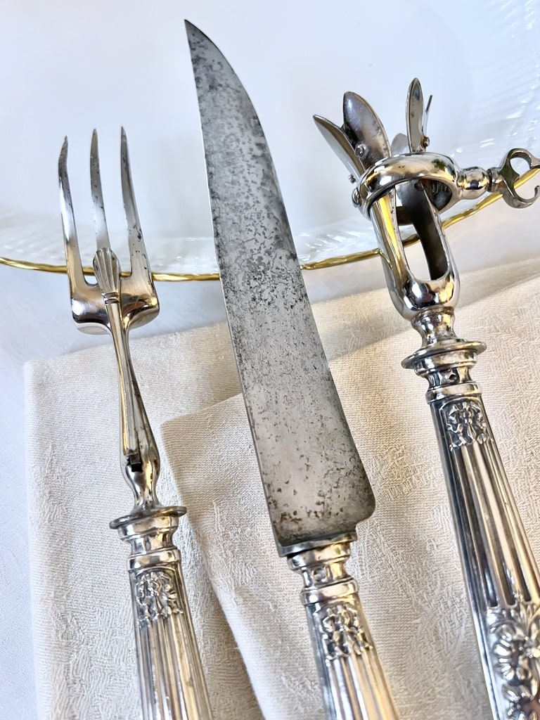 Set De 4 Couverts De Service En Métal Argenté – Style Louis XVI – Cailar Bayard – Très Bon état