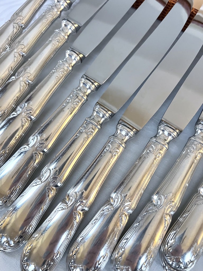 5 couteaux vintage en métal argenté lame inox 240514