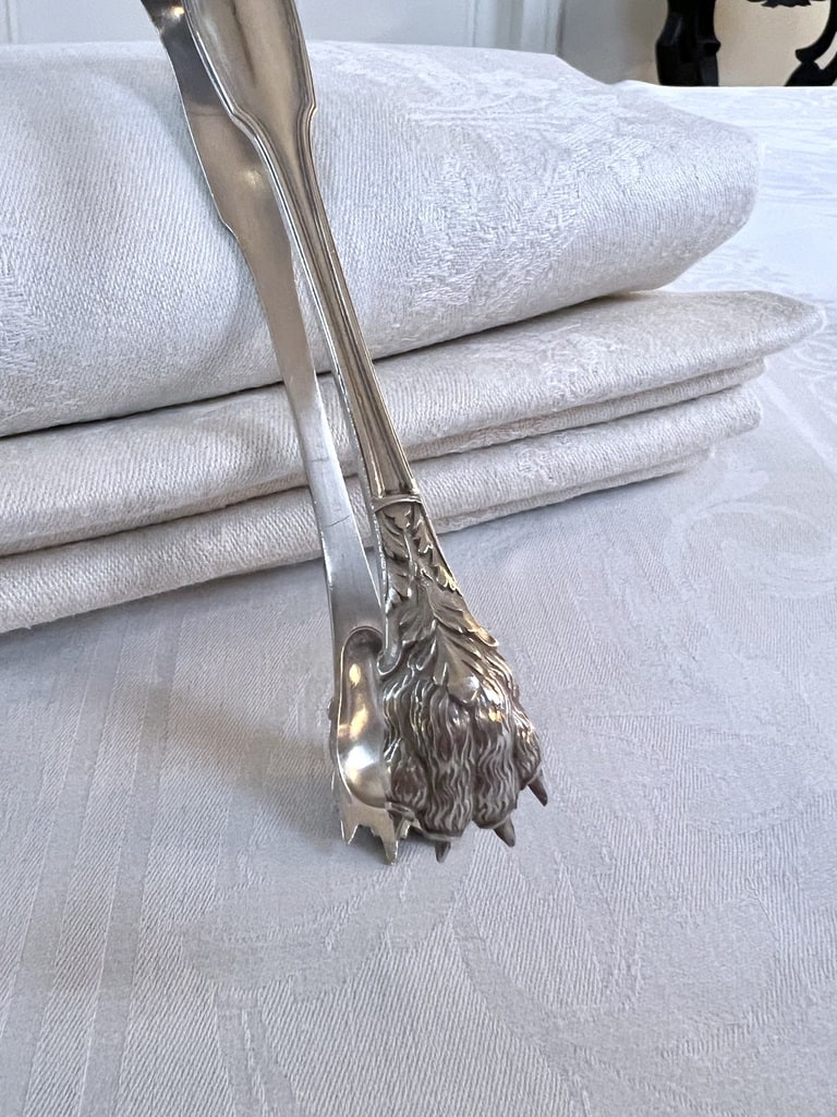pince-a-sucre-en-argent-massif-poincon-minerve-decor-pattes-de-lion-service-the-cafe-dessert-accessoires-de-table-brocante-antiquaire