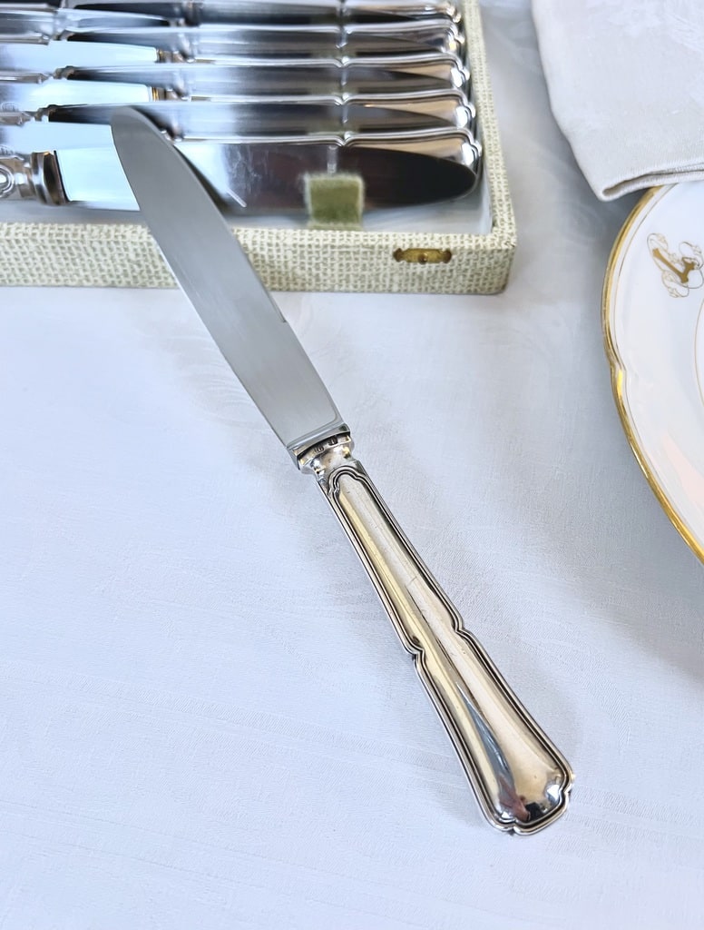 menagere-couteaux-vintage-manche-metal-argente-lame-inox-modele-filets-brocante-vaisselle-ancienne-antiquaire