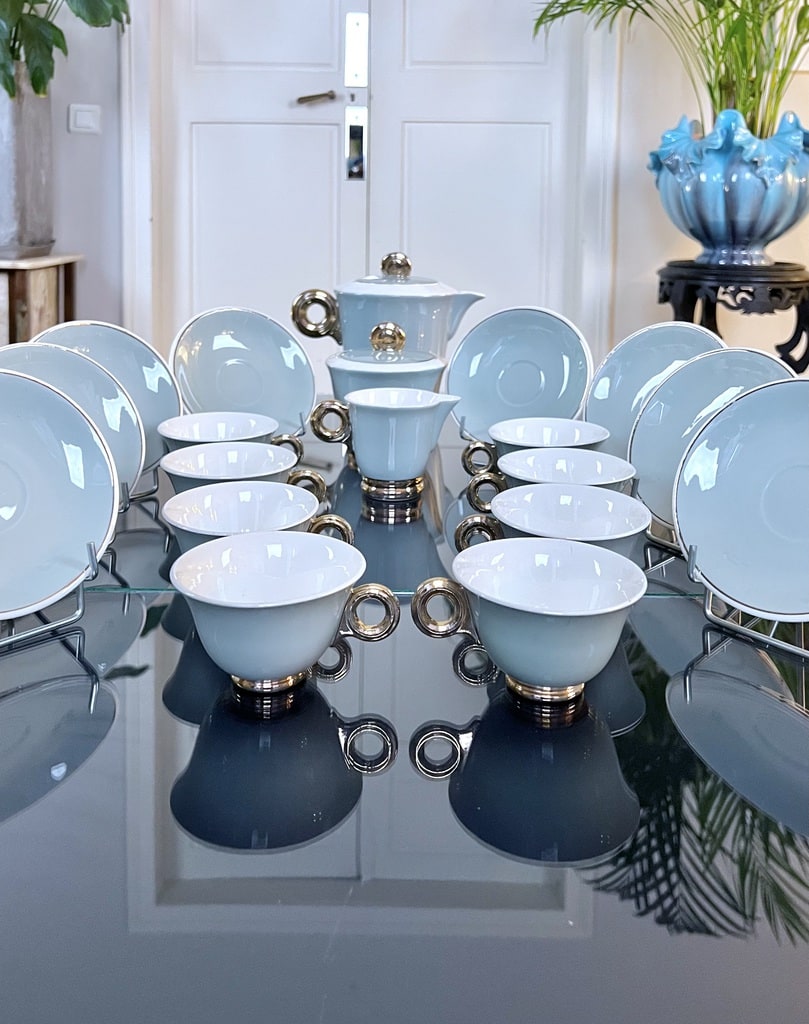service-a-the-cafe-en-faience-sarreguemines-digoin-tasse-theiere-sucrier-vaisselle-moderne-art-deco-brocante-antiquites