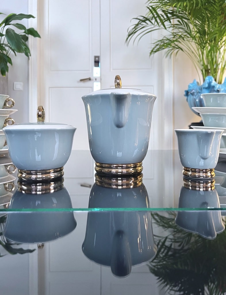 theiere-sucrier-cremier-art-deco-faience-vert-celadon-decor-or-fin-digoinn-sarreguemines-service-the-cafe-moderne-brocante-antiquaire