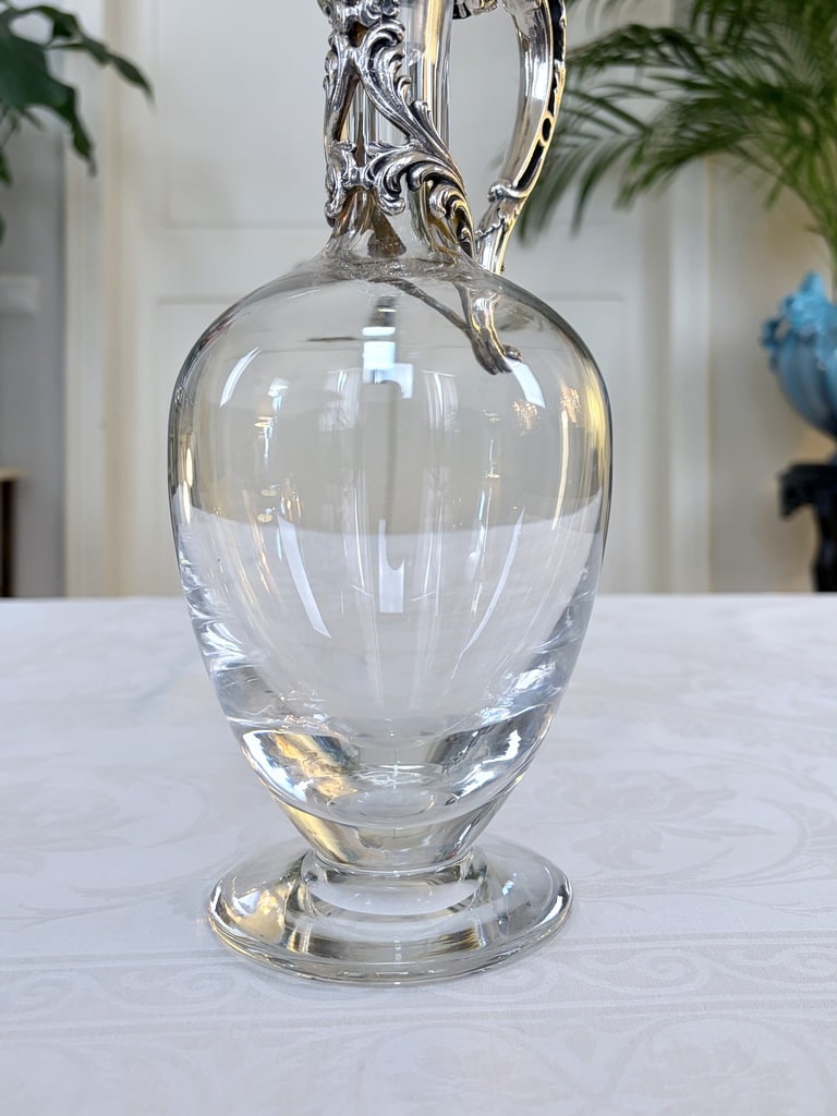 aiguiere-en-cristal-et-metal-argente-style-rocaille-vaisselle-ancienne-verrerie-brocante-antiquites