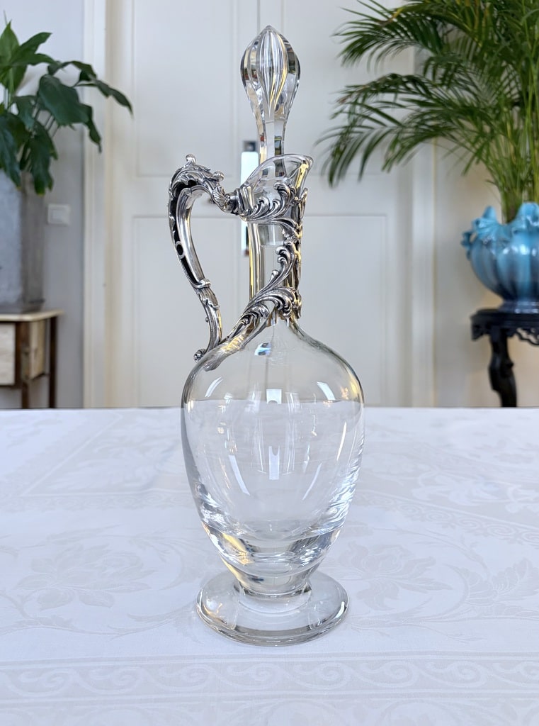 aiguiere-carafe-eau-vin-en-cristal-de-lorraine-art-de-la-table-vintage-brocante-antiquaire-vaisselle-ancienne
