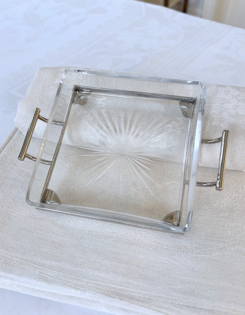 vide-poches-art-deco-20e-siecle-style-moderne-verre-plateau-en-metal-brocante-antiquaire