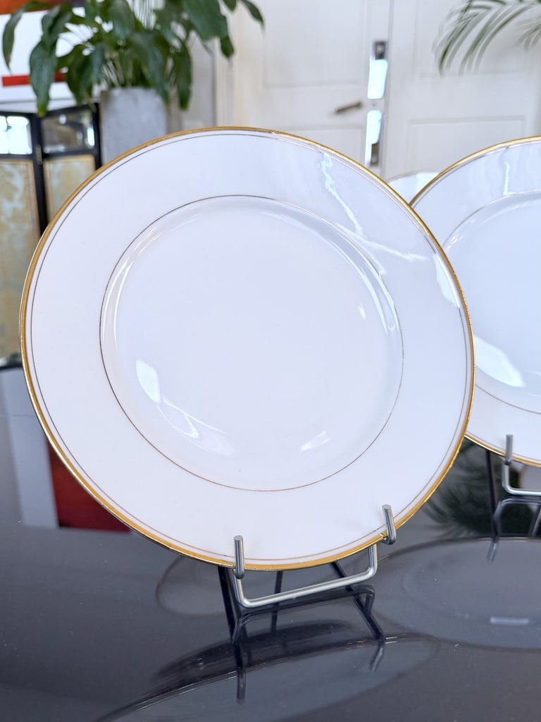 assiettes-plates-en-porcelaine-blanche-filets-or-vaisselle-classique-et-moderne-decor-intemporel-brocante-antiquaire-art-de-la-table