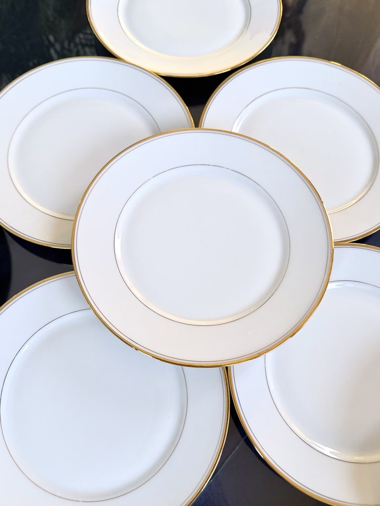assiettes-a-dessert-service-de-table-en-porcelaine-decor-dore-filets-or-fin-brocante-antiquaire-art-de-la-table