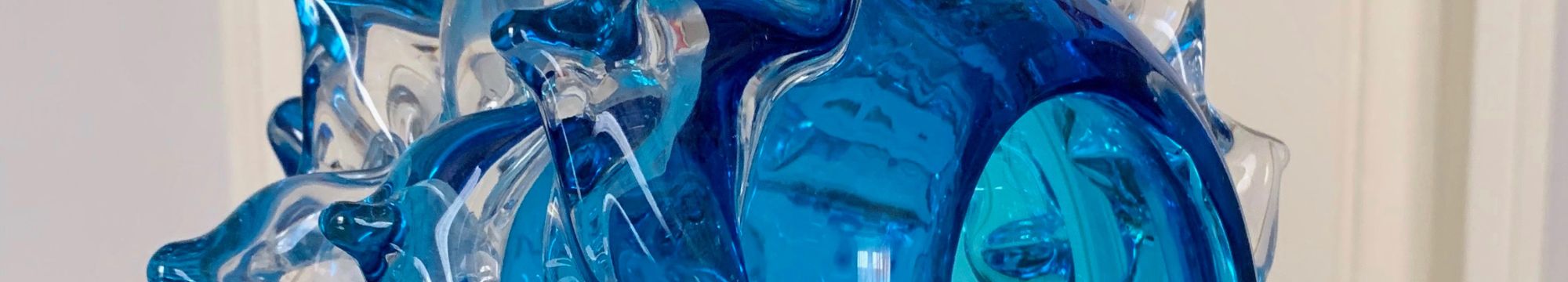 vase en verre murano vintage soufflé à la main de couleur bleue