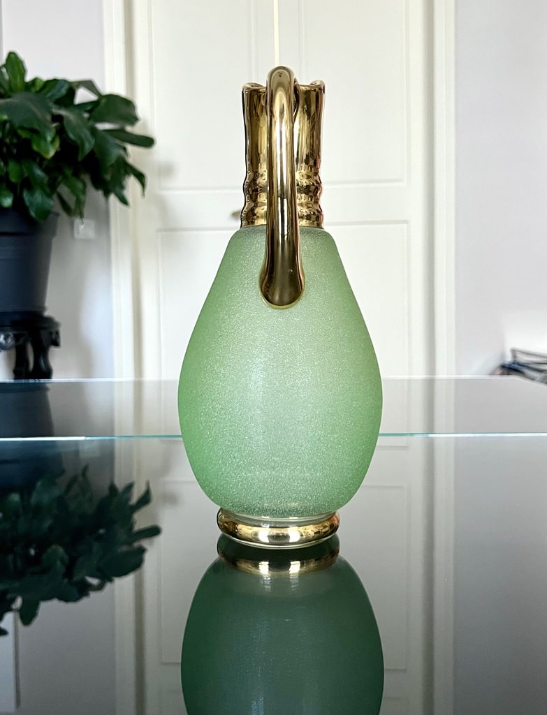 carafe-ancienne-verre-vert-dore