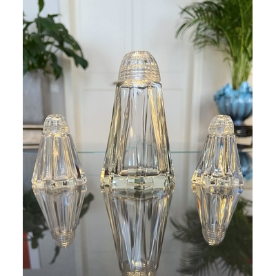 salerons-en-verre-epoque-art-deco-etoile-saliere-poivrier-saupoudreuse-sucre-antiquites-brocante-accessoires-de-table-anciens