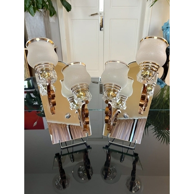 paire-appliques-art-deco-miroir-cuivre-verre-granite-lampe-ancienne-antiquites-brocante