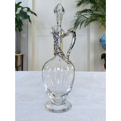 aiguiere-cristal-de-lorraine-poignee-metal-argente-carafe-art-de-la-table-vintage-antiquaire-brocante