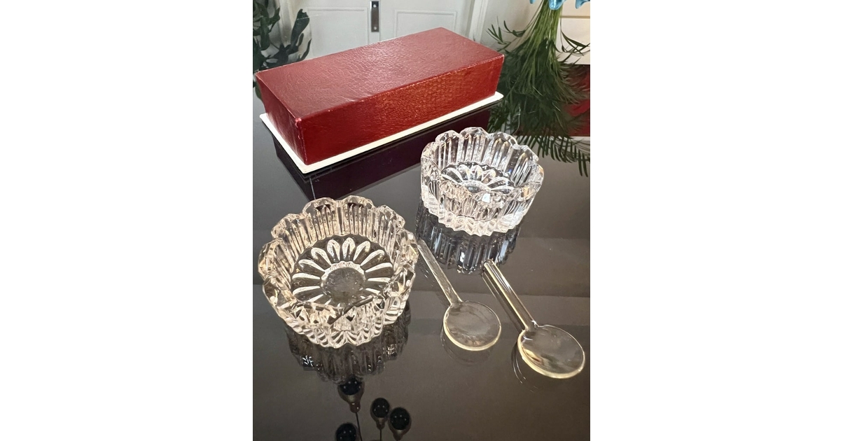 Paire De Salières Individuelles En Cristal - Rondes - Vintage France 1950-1970