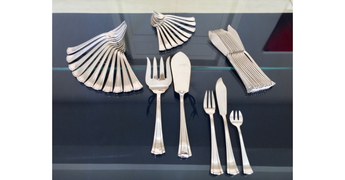 COUVERTS À POISSON métal argenté maison DESNY art nouveau fourchette