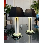 paire-de-lampes-art-deco-design-moderne-opaline-blanc-noir-vert-luminaire-ancien-antiquites-brocante-en-ligne