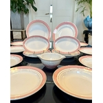 service-de-table-ancien-art-deco-lunveille-demi-porcelaine-blanche-marli-rose-filets-or-fin-vaisselle-20e-siecle-brocante