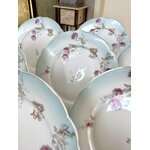 service-assiettes-ancienne-porcelaine-bleu-rose-blanc-monogrammes-or-antiquites-brocante-