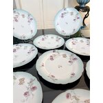 service-assiettes-plates-porcelaine-blanche-bleu-rose-fleurs-monogrammes-antiquites