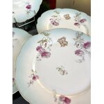 porcelaine ancienne assiettes dessert monogrammes or fin decor floral antiquaire en ligne brocante