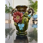 vase-ancien-en-barbotine-19e-siecle-style-napoleon-III-faience-vernissee-antiquaire-brocante-en-ligne