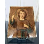 peinture religieuse fixe sous verre 19 siecle brocante antiquites