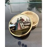 boite-dragees-bonbons-peinture-fixee-sous-verre-cercle-laiton-papier-embosse-brocante-antiquites