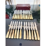 service-de-24-couteaux-anciens-manche-corne-lame-acier-inoxydable-couverts-epoque-art-deco-antiquites-brocante-20e-siecle
