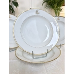 service-assiettes-anciennes-porcelaine-blanche-filets-or-fin-initiales-manufacture-jean-pouyat-brocante-antiquaire